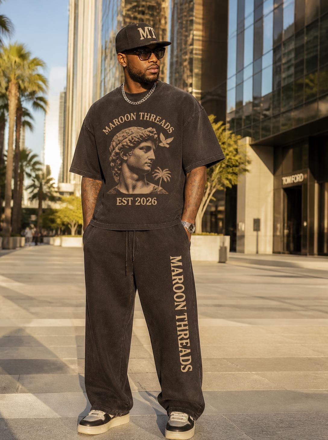 Maroon Threads Drop 001 streetwear look
